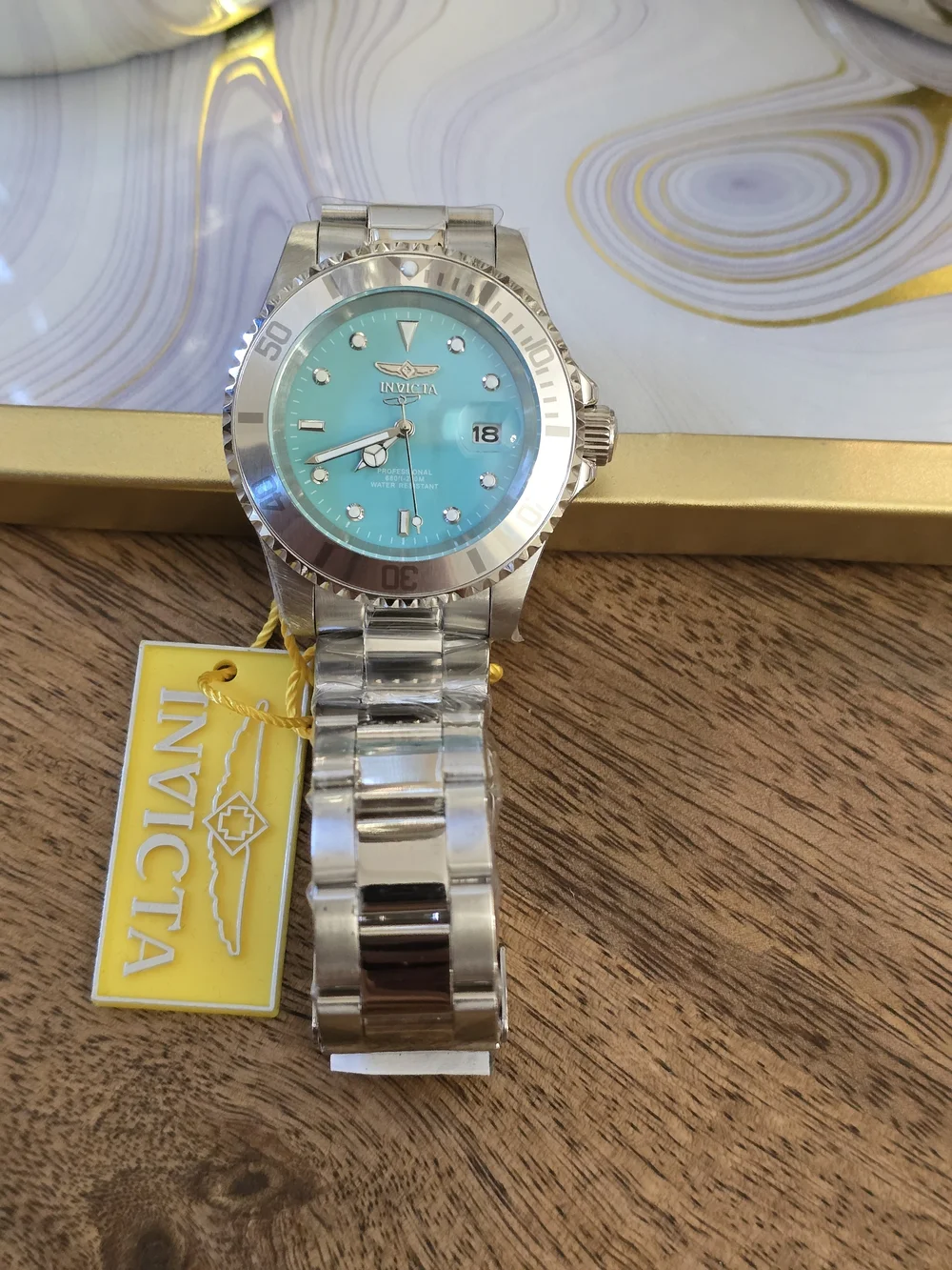 Invicta Men’s Professional Turquoise Dial Stainless Steel Dive Watch